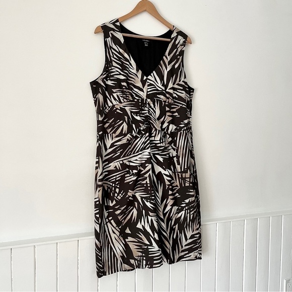 Louben Tropical Leaf Print Sleeveless Dress Size 16 - Picture 13 of 13